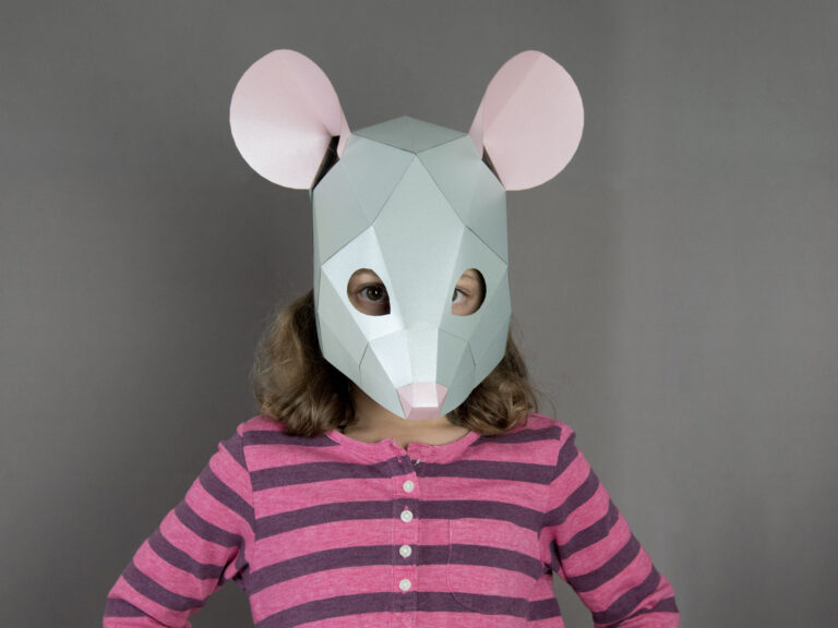 Grey Mouse mask. 3d papercraft mask. – SmagaPaperwood